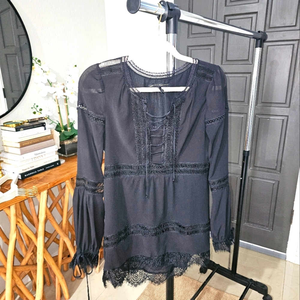 WHITE HOUSE BLACK MARKET TUNIC BLOUSE TOP SZ 0